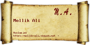 Mellik Ali névjegykártya